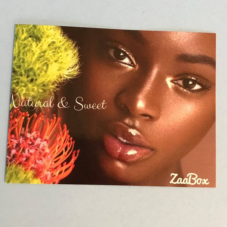 Zaa Box March 2019 - Product Info Card