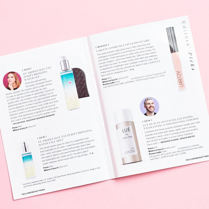 Allure Beauty Box May 2019 review more products in booklet