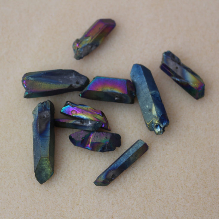 Bargain Bead Box May 2019 - Electroplated Quartz Point Beads Top