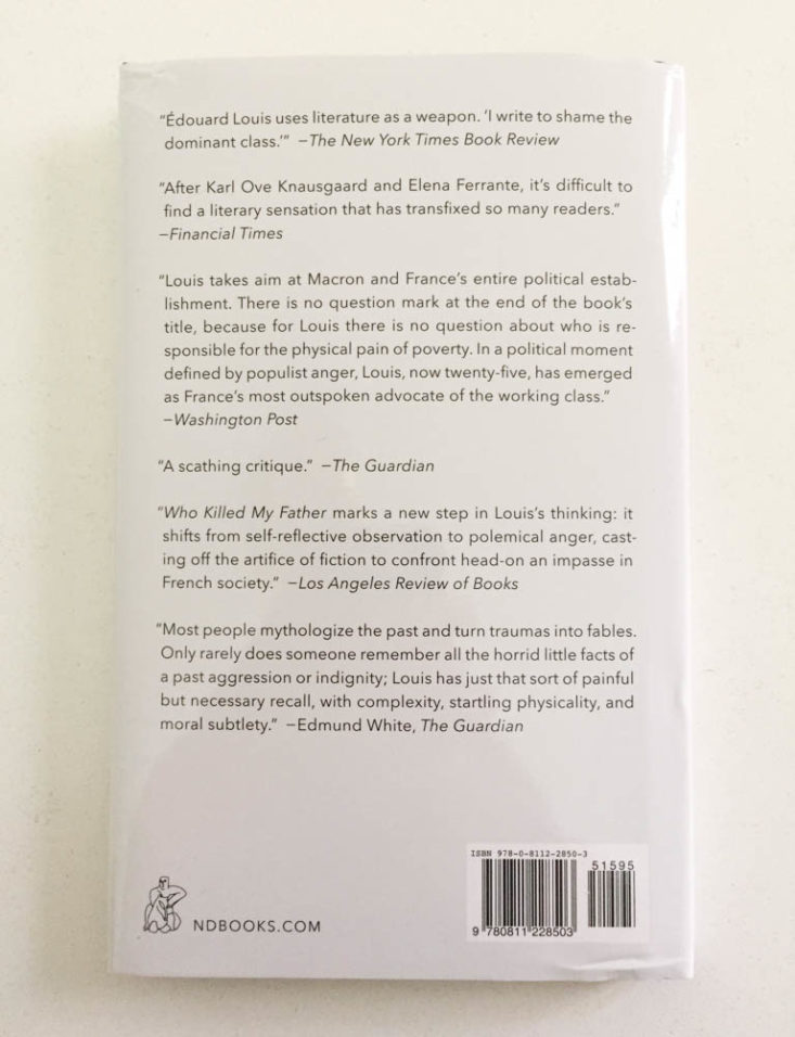Boxwalla Books April 2019 - Who Killed My Father by Edouard Louis (hardcover) 3