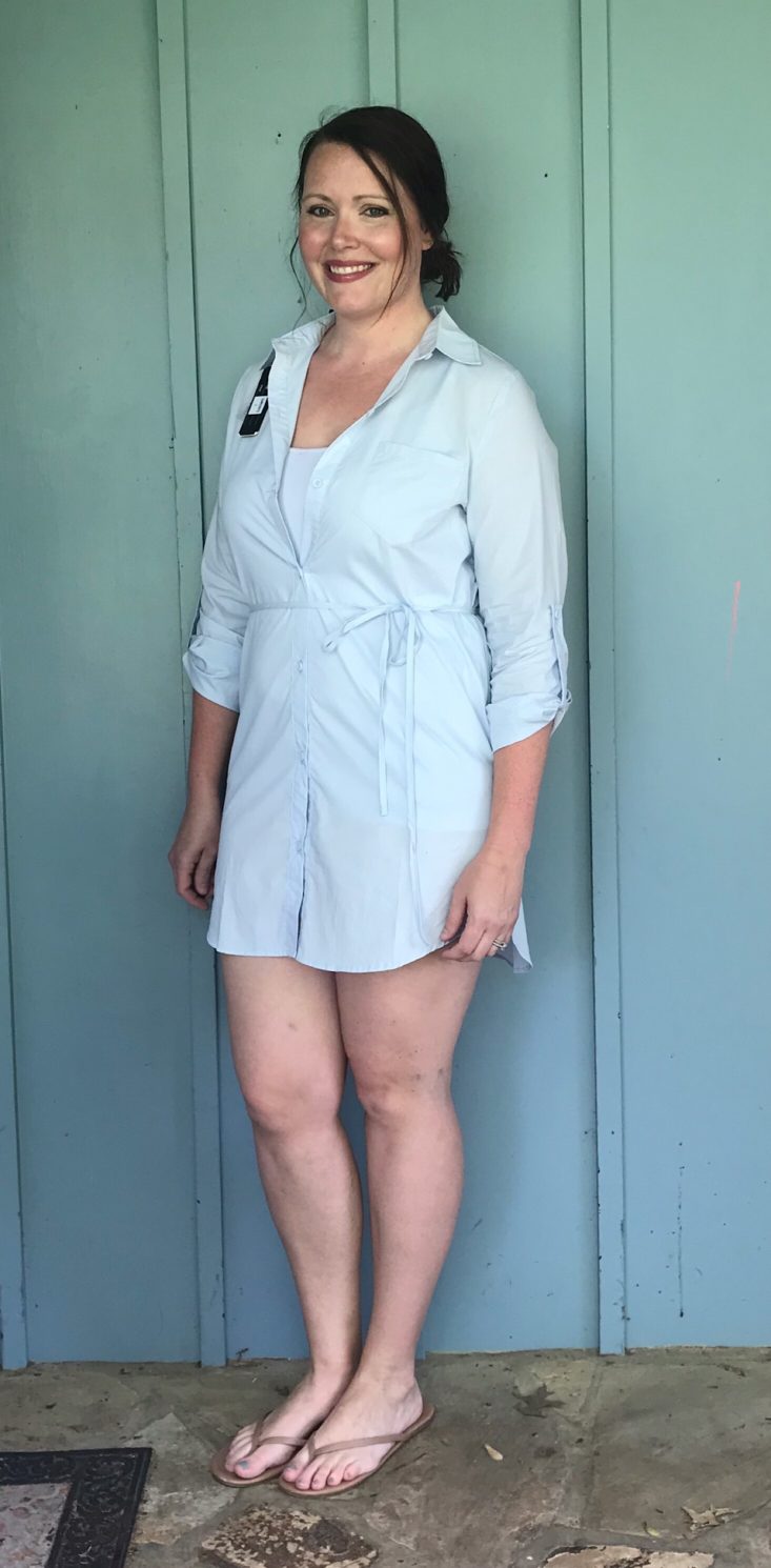 my fashion crate styling subscription review may 2019 shirtdress on model