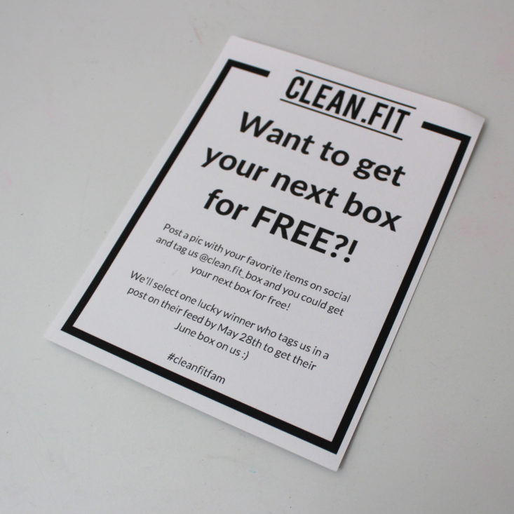 Clean Fit Box May 2019 - Free Box Info Card Top