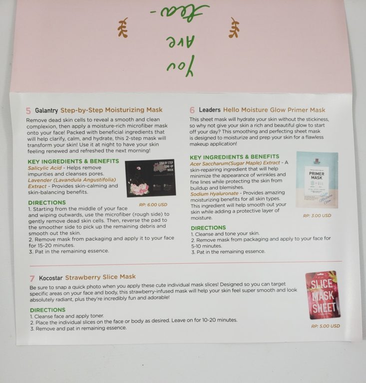 Facetory Lux Box Deluxe Review May 2019 - Pamphlet with detailed information 3 Top