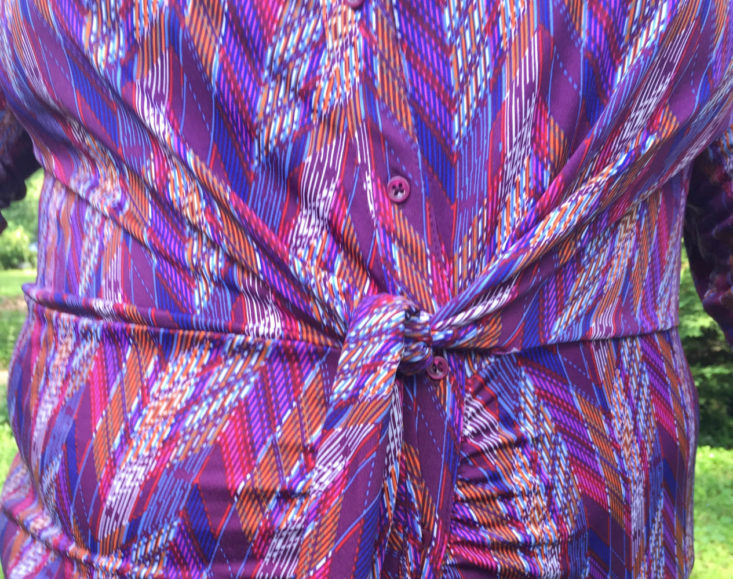 Gwynnie Bee May 2019 - Tie Front Plum Multi Shirt Dress Back Closer