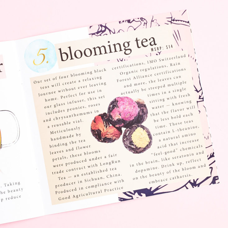 Journee Box Spring 2019 review blooming tea info