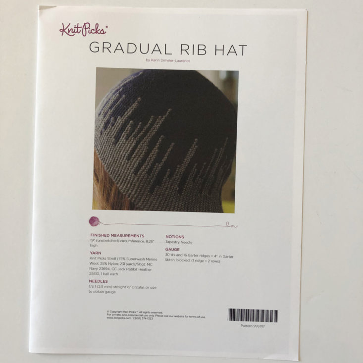 Knit Picks Yarn April 2019 - Hat Pattern Front