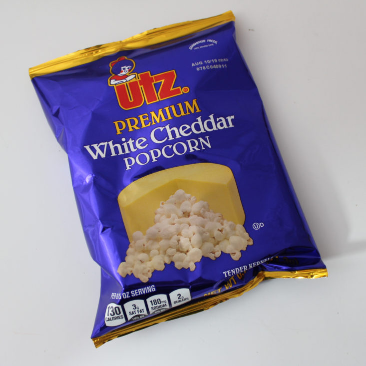 Love with Food May 2019 - Utz Premium White Cheddar Popcorn Close Top