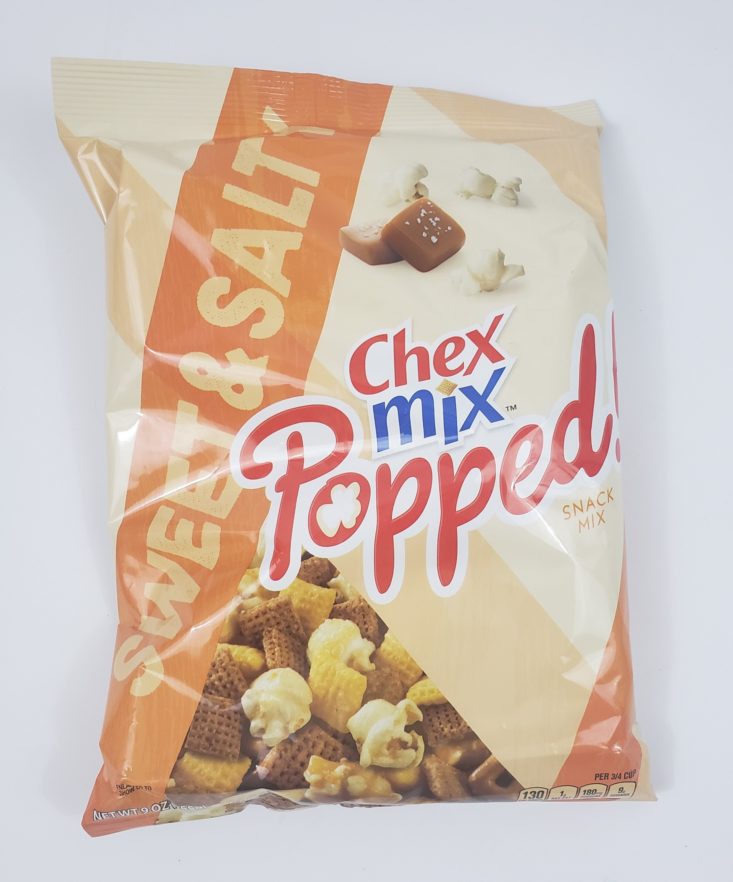 MONTHLY BOX OF FOOD AND SNACK REVIEW MAY 2019 - Chex Mix Popped Sweet & Salty mix Package Top