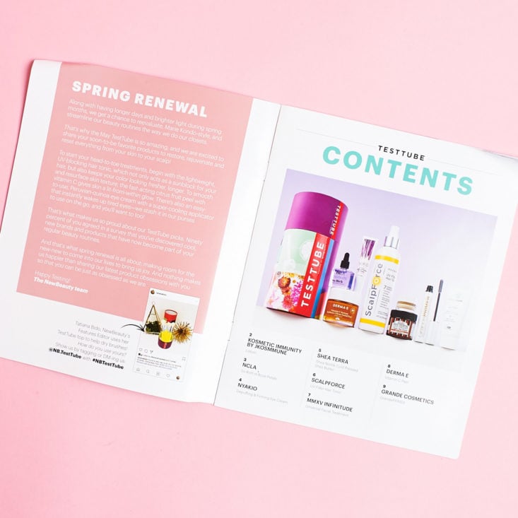 New Beauty Test Tube April 2019 review booklet intro 
