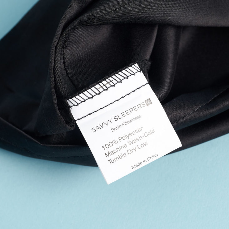 composition tag for Savvy Sleeper Travel Pillow Case