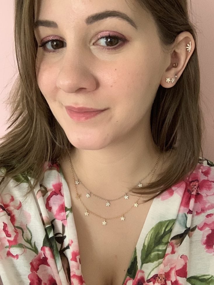 Xio Jewelry Subscription Review May 2019 - Blooming Studs Selfie Front