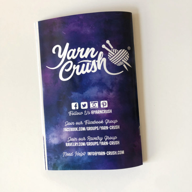 Yarn Crush Review March 2019 - Yarniverse March 2019, Issue No. 12 Booklet Back Top