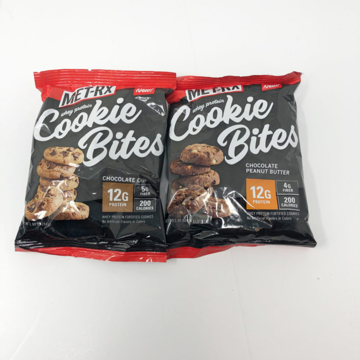 BuffBoxx May 2019 - MET-Rx Whey Protein Cookie Bites (Chocolate Chip) and MET-Rx Whey Protein Cookie Bites (Chocolate Peanut Butter) 1