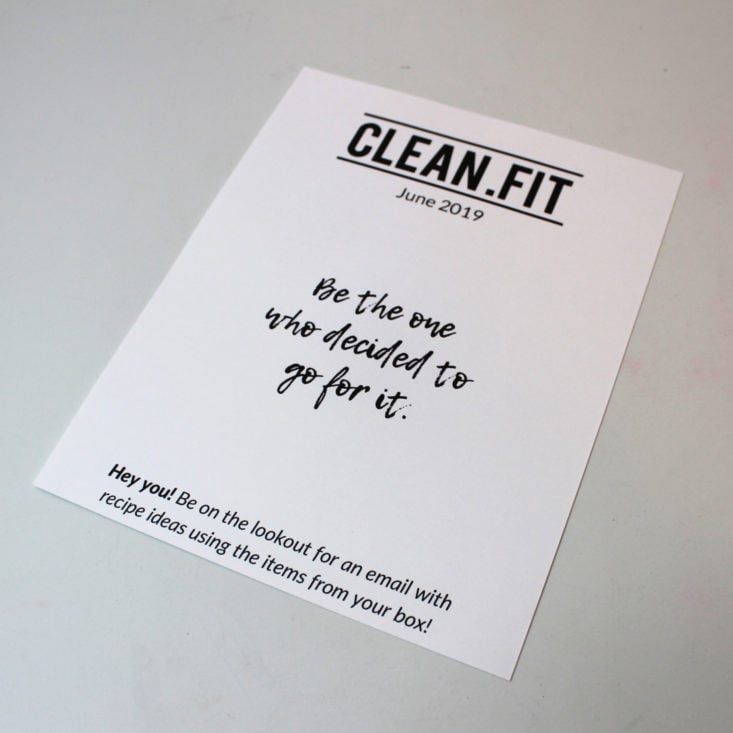 Clean Fit Box June 2019 - Booklet Front Top