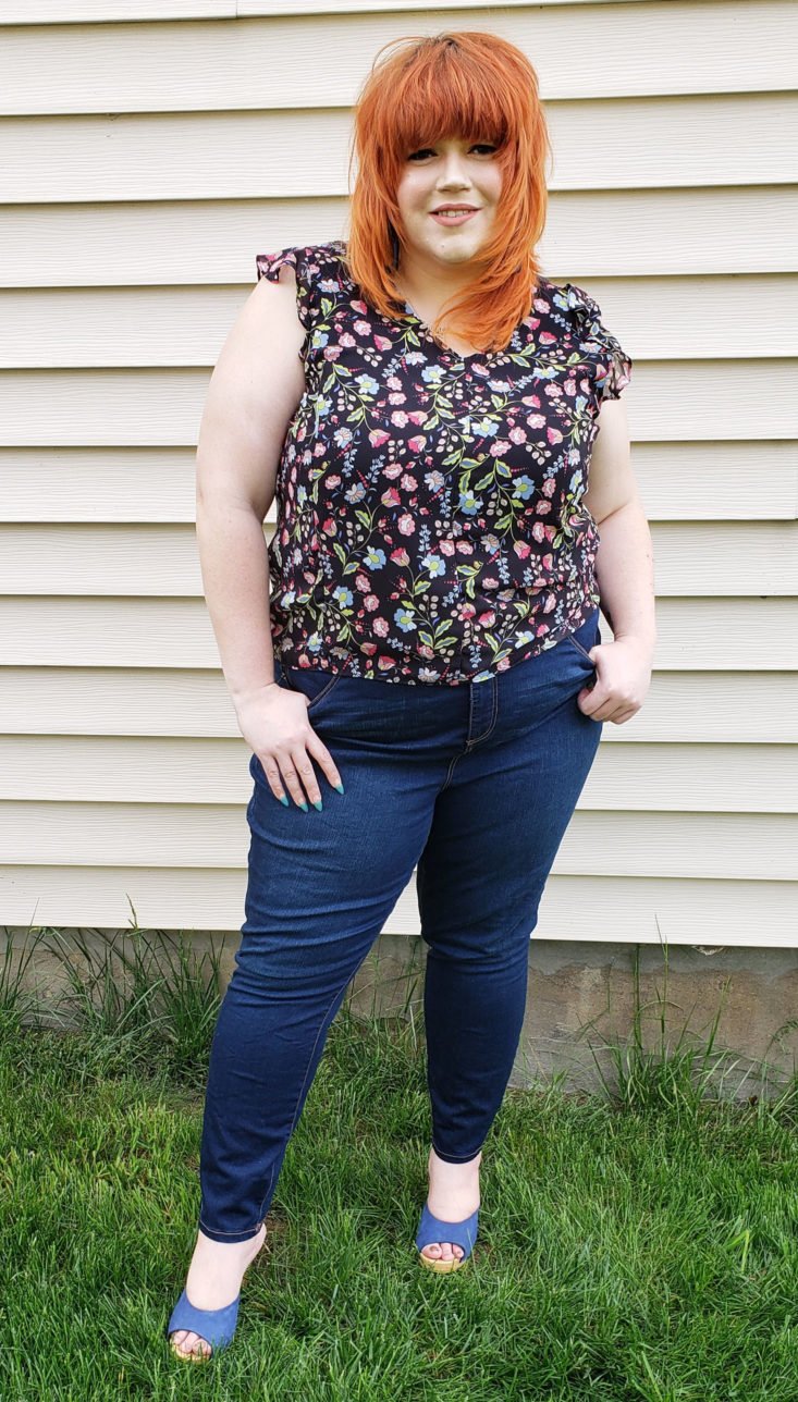 Dia & Co Subscription Box Review May 2019 - Barb Ruffle Sleeveless Blouse by nanette by NANETTE LEPORE Size 2x 1 Front