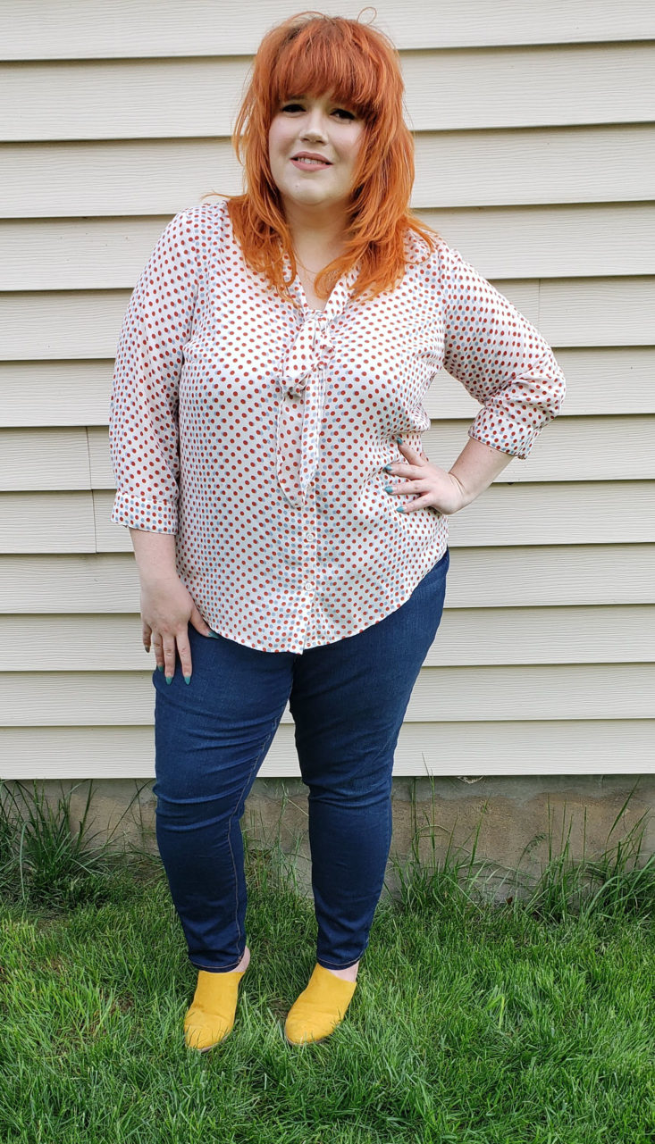 Gwynnie Bee Box May 2019 - Tie Neck Dot Print Top by Modcloth 2