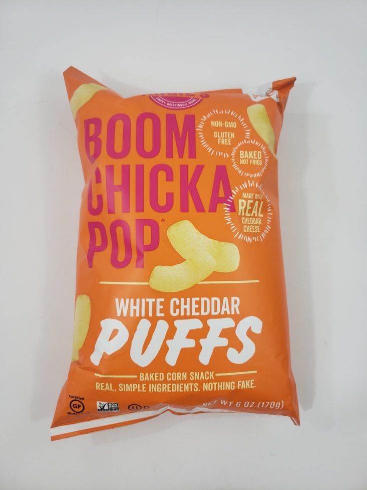 Monthly Box of Food and Snacks June 2019 - Boom Chicka Pop White Cheddar Puffs 1