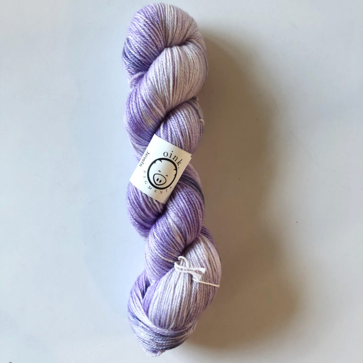 PostStitch Yarn Subscription Box Review June 2019 - Oink Pigments Jewls Yarn in color Lavish Lavender Top