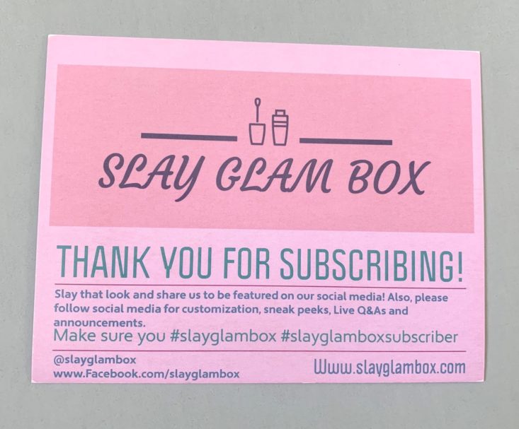 Slay Glam Box June 2019 - Info 1