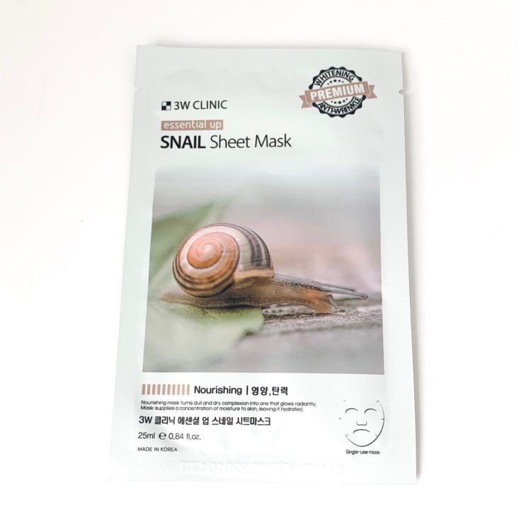 Sooni Pouch June 2019 Review - 3W Clinic Essential Up Snail Sheet Mask Top