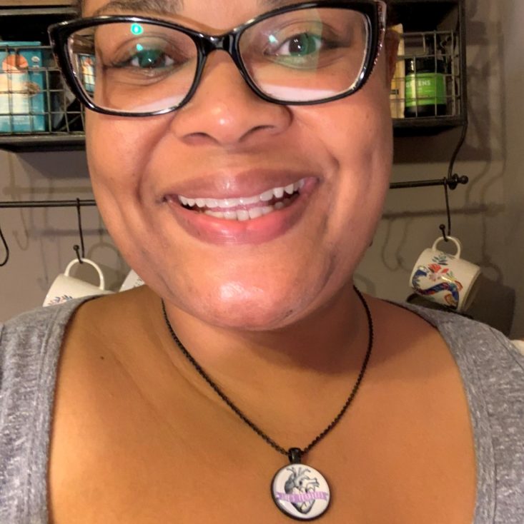 The Bookish Box “I Ship It” April 2019 - Tamar And Nadia Necklace Wearing Front
