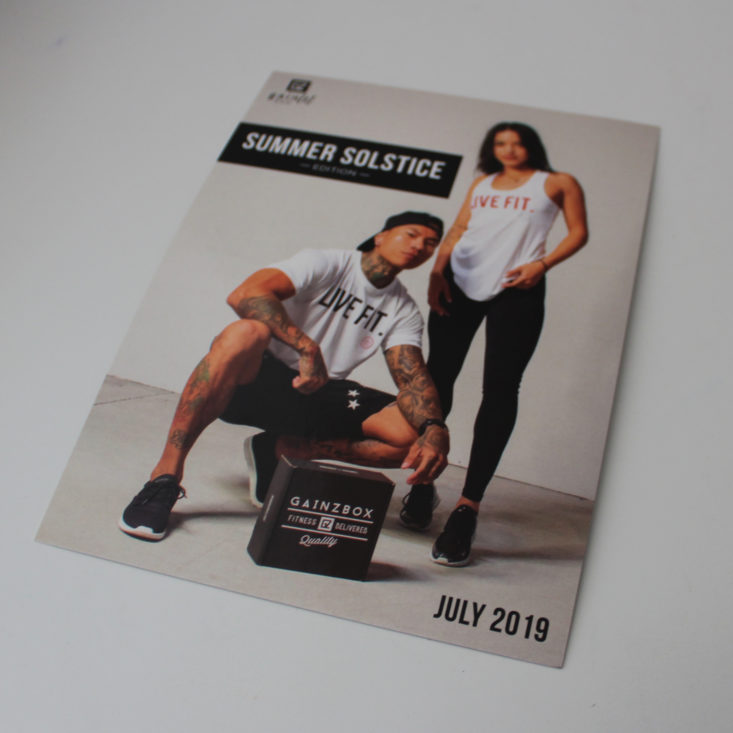Gainz Box July 2019 - Booklet Front
