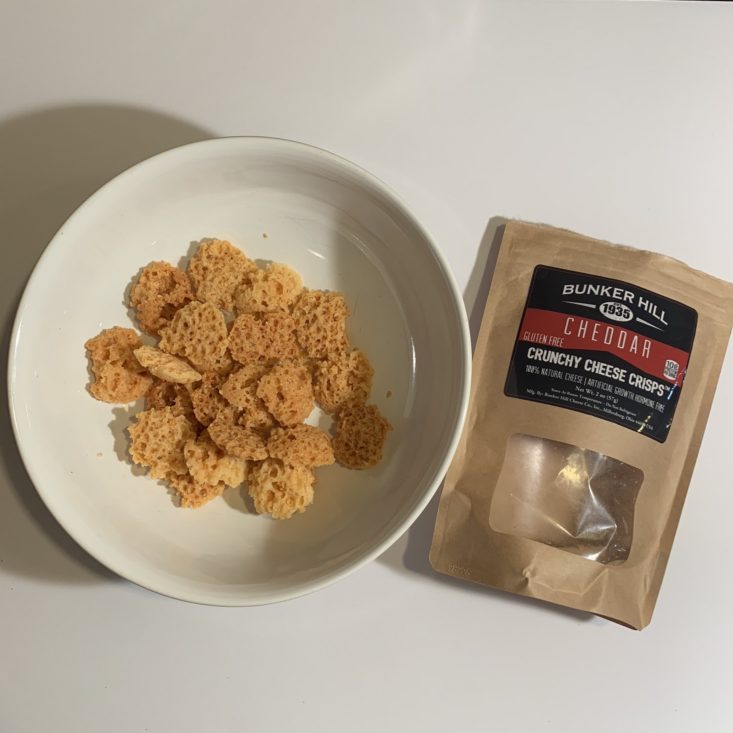 Keto Krate June 2019 - Bunker Hill Cheese Cheddar Cheese Crisps Plated