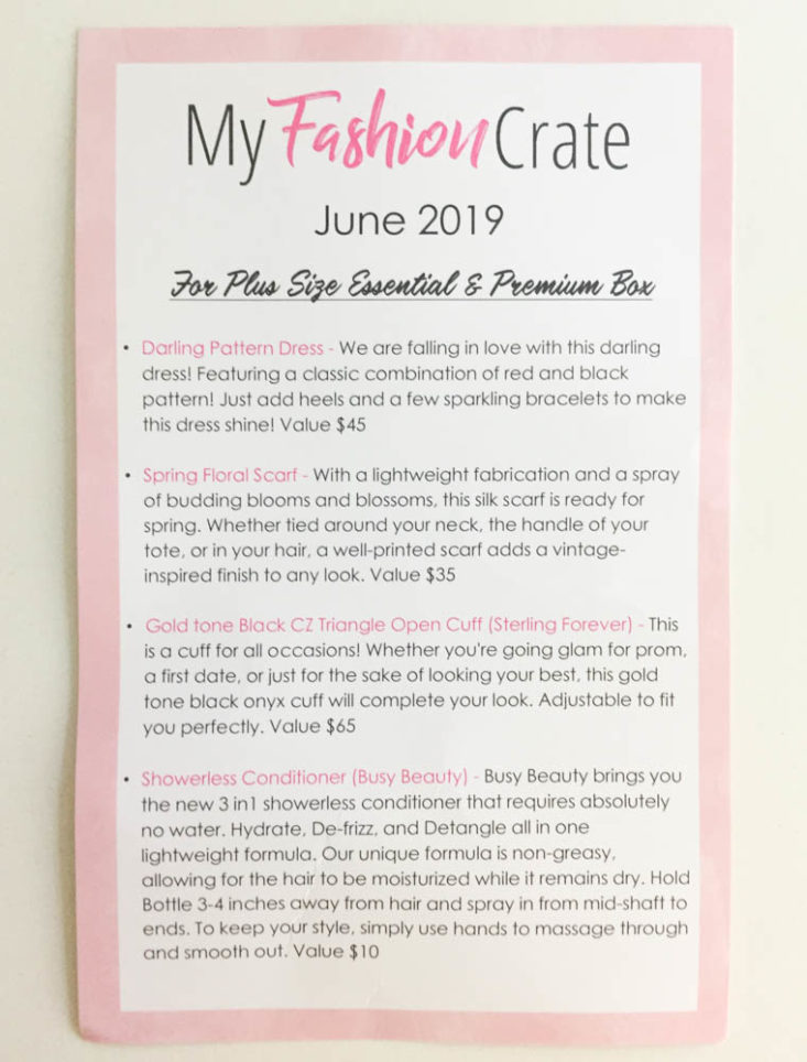 My Fashion Crate June 2019 - Booklet Front Top