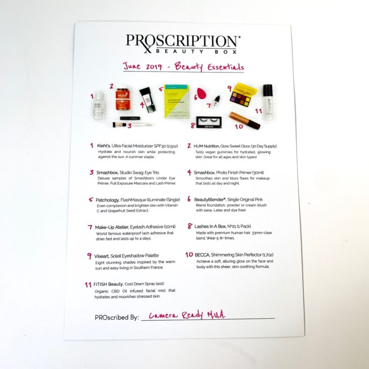 Proscription Beauty Box Summer 2019 - Info