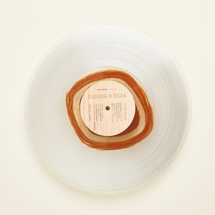 Clear Vinyl record with brown swirl near center- side b