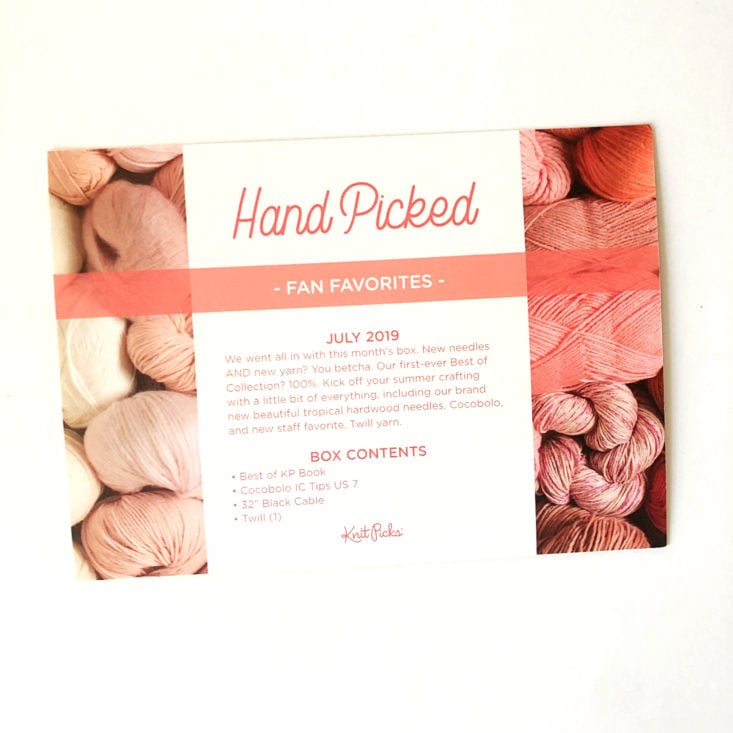 KnitPicks Review July 2019 info card two back