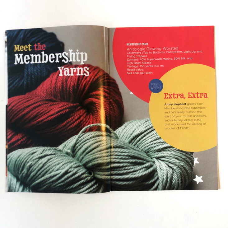 KnitCrate Membership July 2019 yarn pages