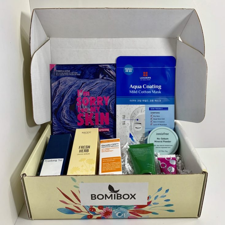 BomiBox Review June 2019 - Box Open With All Items Front