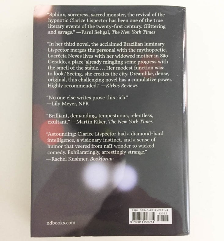 BoxWalla Books June 2019 - The Besieged City by Clarice Lipsector (Hardcover) Backside Top