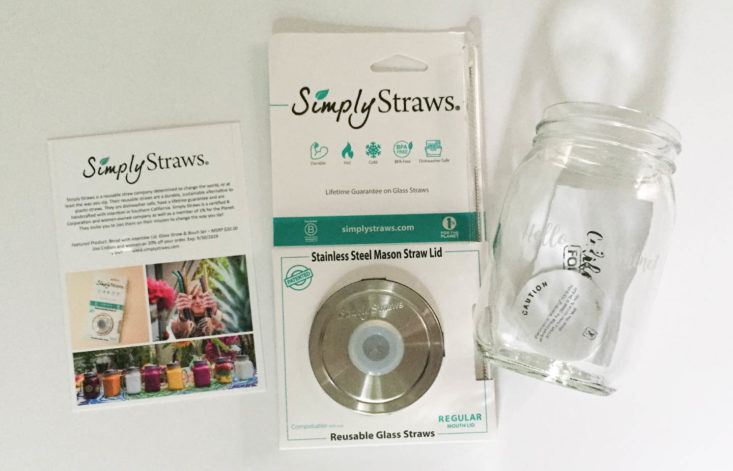 California Found Subscription Box July 2019 - Revive Mason Straw, Lid Glass Straw And Brush Set By Simply Straws Front