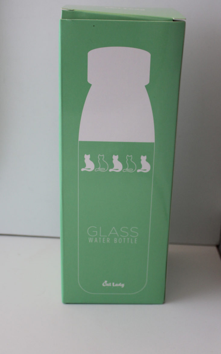 Cat Lady Box August 2019 - Glass Water Bottle with Cat Sleeve Box Front