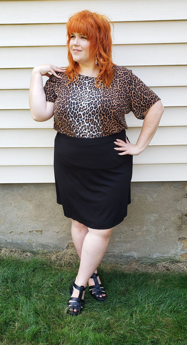 Dia & Co Subscription Box July 2019 - Model Wearing Claire Pleat Back Blouse Front Front