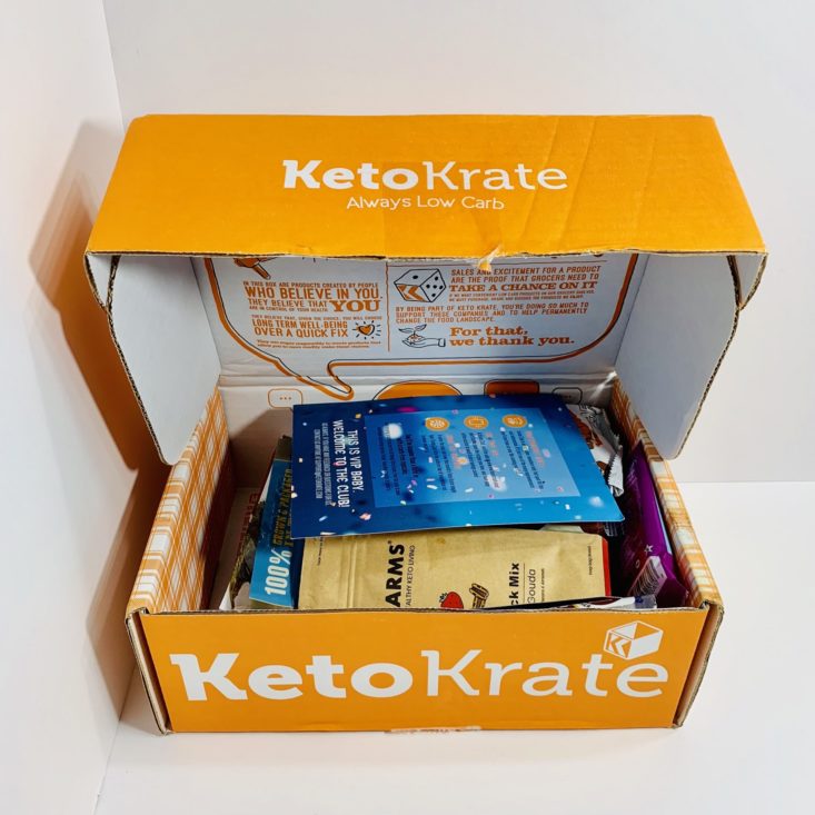 Keto Krate Subscription Box July 2019 - Opened Box Top