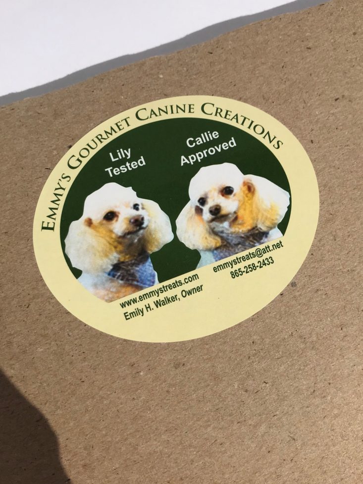 Mini Monthly Mystery Box For Dogs August2019 - Emmy’s Gourmet Canine Creations Popsicle Cookie Back Sticker
