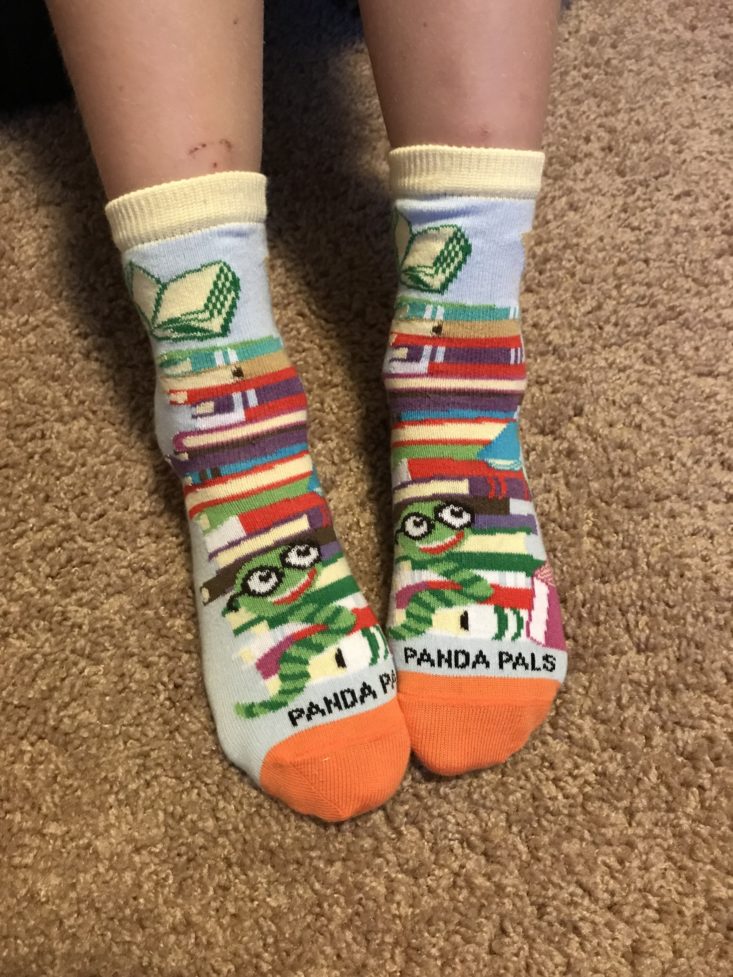 Panda Pals Kid’s Socks Subscription Box August 2019 - Blue Socks Wear Front