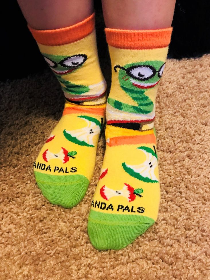 Panda Pals Kid’s Socks Subscription Box August 2019 - Yellow Socks Wear Front