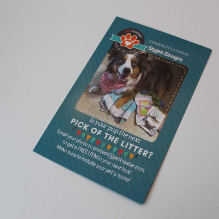 Pet Treater Subscription Box August 2019 - Booklet Front Top
