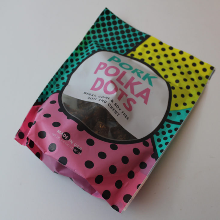 Pet Treater Subscription Box August 2019 - Pork Polka Dots Packed Top