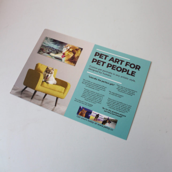 Pet Treater Subscription Box August 2019 - Promo Card Back Top