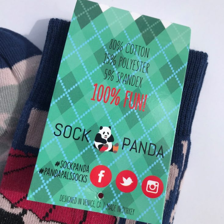 Sock Panda October 2019 Review - romantic rain socks label back