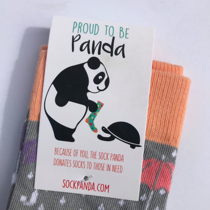 Sock Panda October 2019 Review - dotted umbrella socks label front