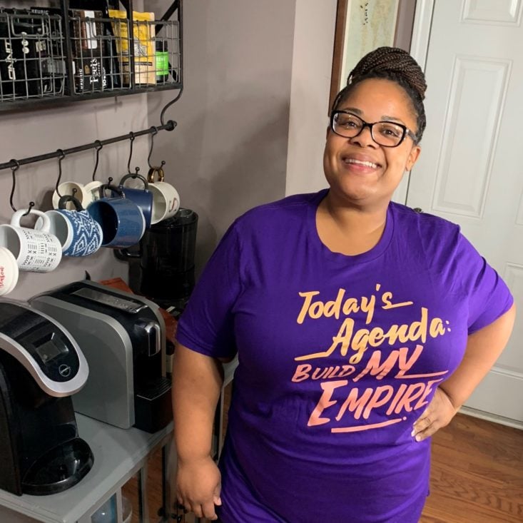 Brown Sugar Box August 2019 - Model Wearing Build My Empire T-Shirt Top