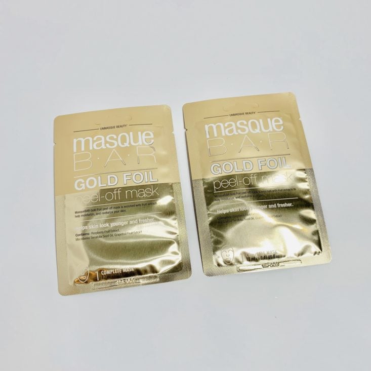 Cocotique Beauty Box August 2019 - MasqueBAR Gold Foil Peel-off Mask Frontside Top