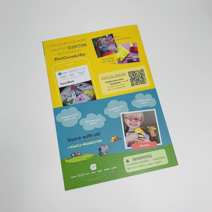Koala Crate Storytime 2019 - Instructions Booklet Backside Top