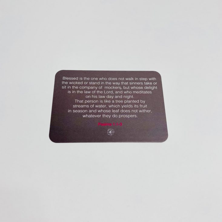 Loved + Blessed Subscription Box August 2019 - Scripture Card – Psalms Back Top